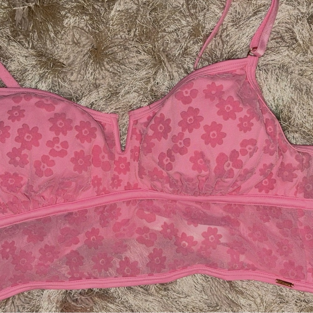 Floral Pink Lace Bralette